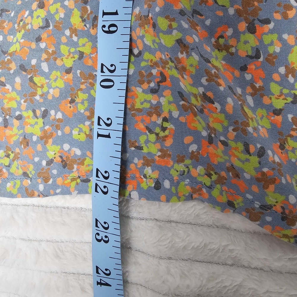 Prana Iguala Womens XL Button Down Shirt Gray Floral Print Short Sleeve Collared - Picture 8 of 10